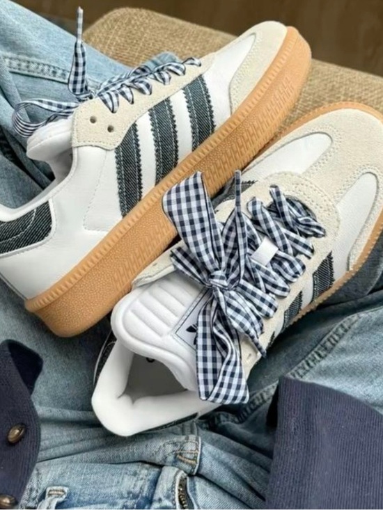 adidas Shoes - Adidas Samba with Denim Stripe & Gingham